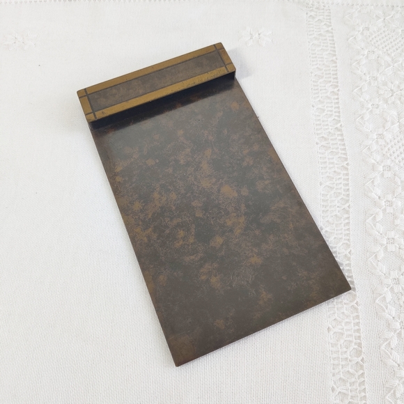 Vintage SilverCrest Decorated Bronze Double Inkwell & Notepad Holder, Art Deco - Picture 11 of 16